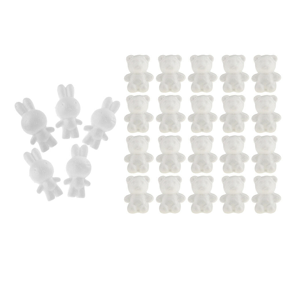 25 Pcs Polystyrene Styrofoam Animal Ornaments for DIY Kids Painting Crafts