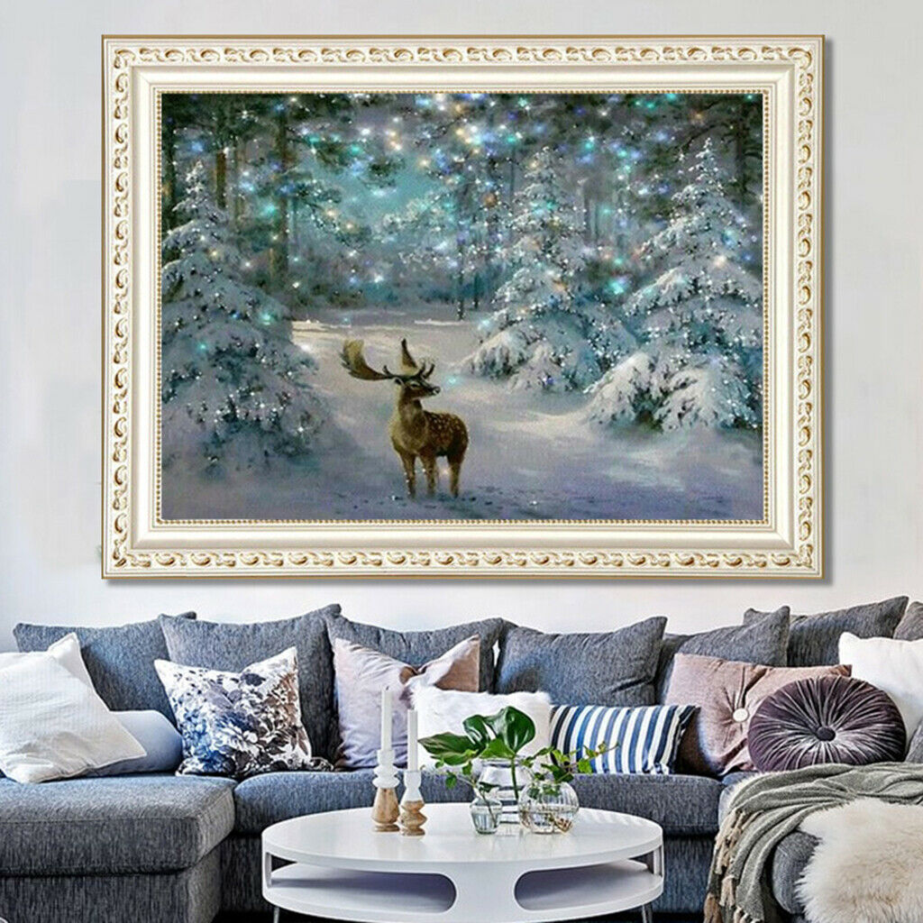 DIY 5D Diamond Painting Kit Lovely Deer Forest Full Drill Cross Stitch Craft