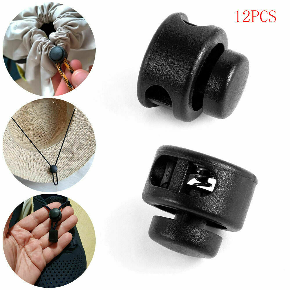 12x Cord lock 5mm toggle stopper clip clamp drawstring buckle spring catch Lots