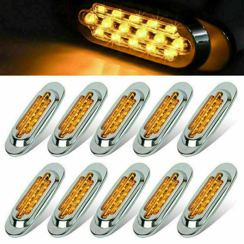 Pack of 10 Amber 16Led Side Marker Boat Trailer Truck Clearance Light 6.5"