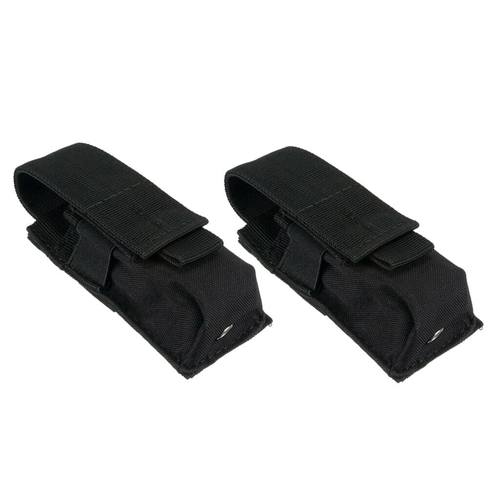 2 Pieces Waterproof Nylon Black Flashlight Molle Pouch Hunting Bag Travel