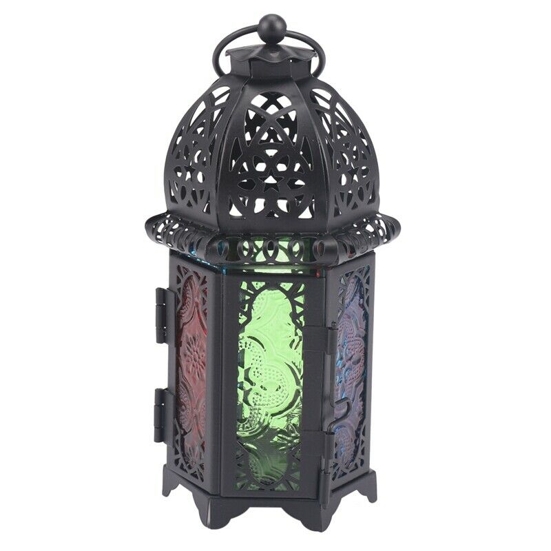 Classic Moroccan Decor Windproof Candle Holders Votive Iron Glass Hanging CandP5