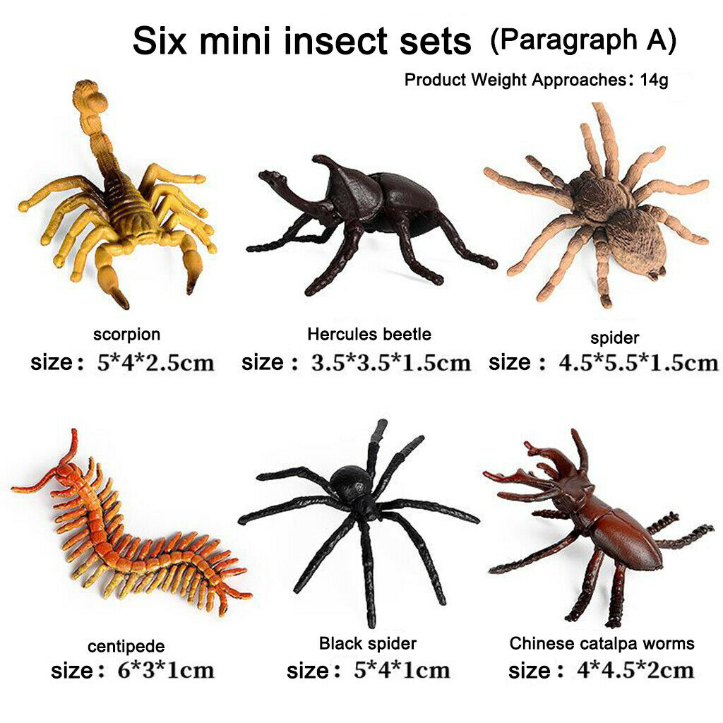 6pcs Insects Figures Toys Science Early Halloween Party Gifts for Boys