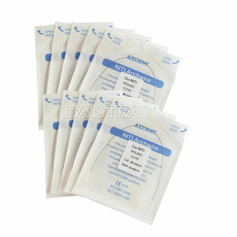 100 Bags Ovoid Form Dental Orthodontics CU-Ni-Ti Arch Wires Round 0.016 AZDENT