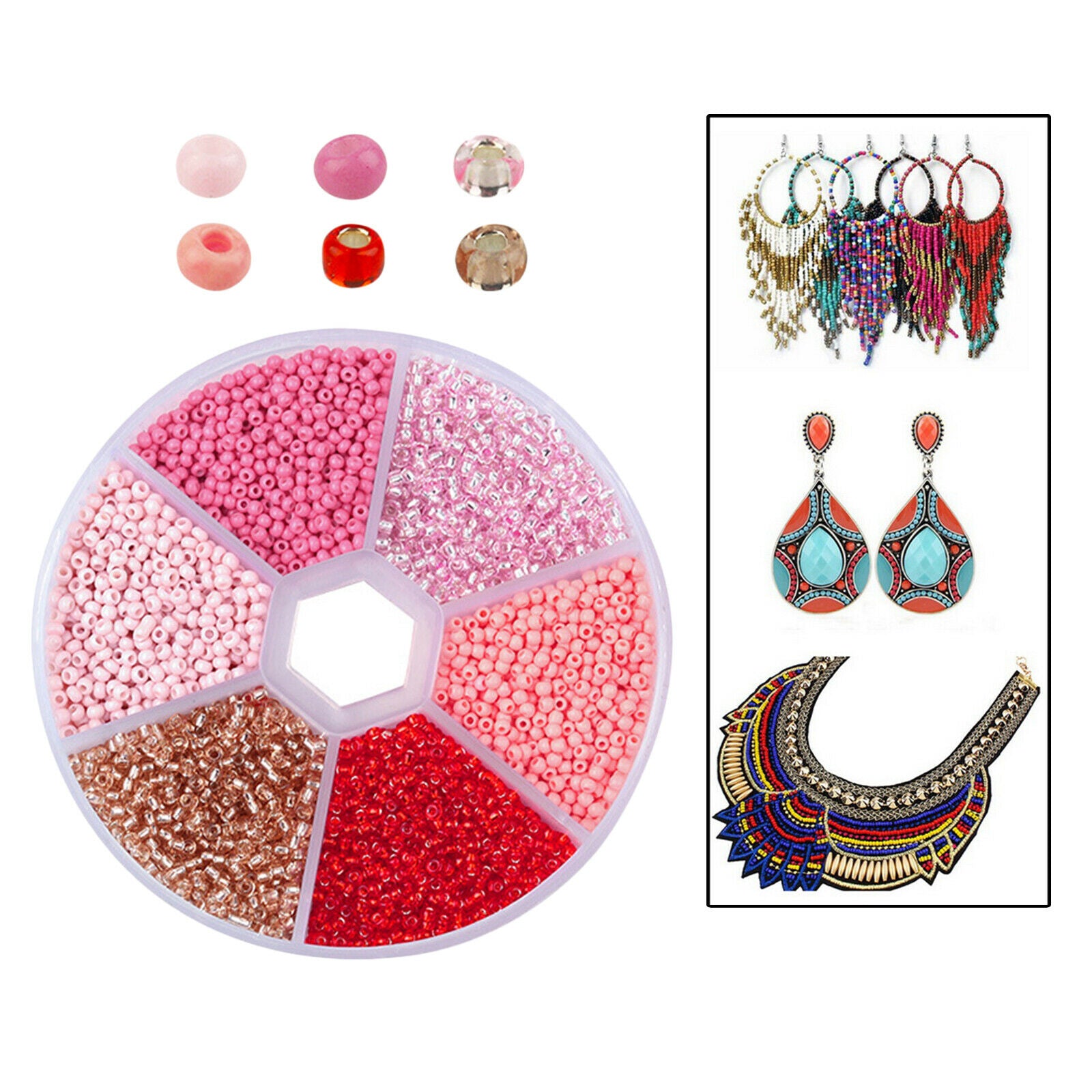 5700Pcs 2mm Loose Spacer Beads Spacers DIY Supplies Necklace Red Series