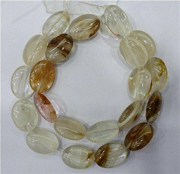 1 Strand 18x13x6mm Brown Fire Cherry Quartz Oval Spacer Loose Beads 15.5" HH8022
