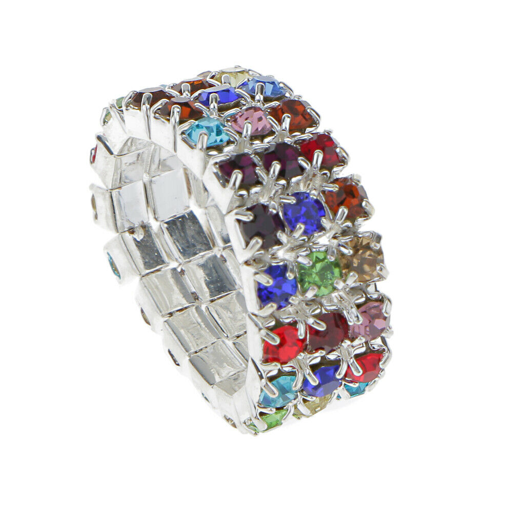 Elastic Multicolor 3 Row Crystal Rhinestone Toe Ring Bridal Jewelry 9mm