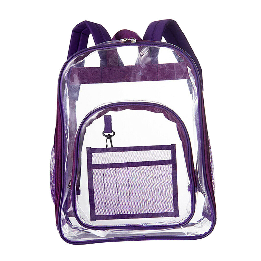 1x Clear Backpack Transparent Bag for Stadium Sports Work Travel Purple