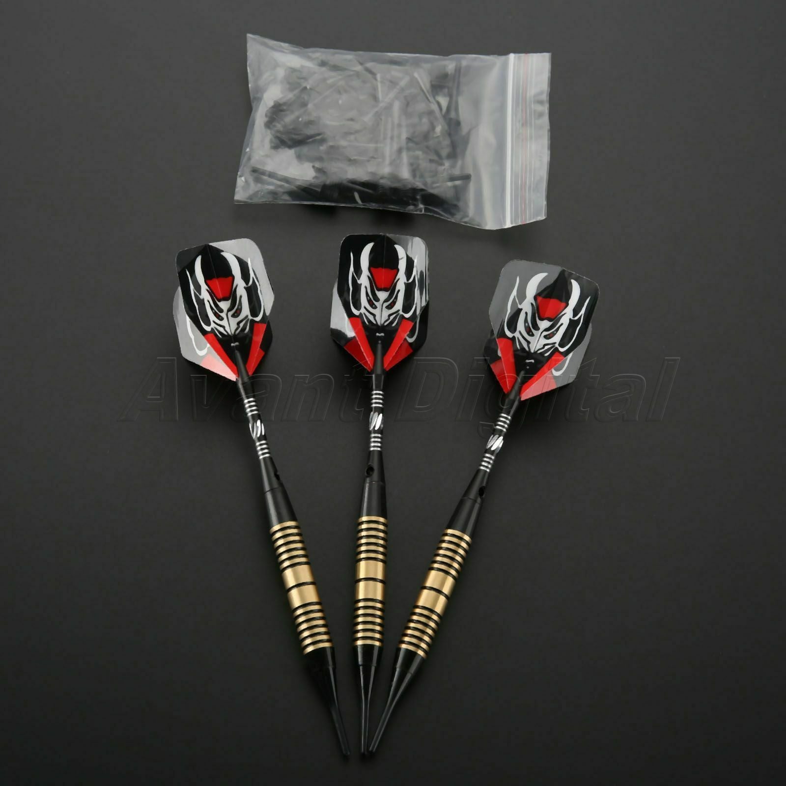 3Pcs 18g Brass Darts Aluminium Dart Shaft + 36 Extra Soft Tips for Replacement