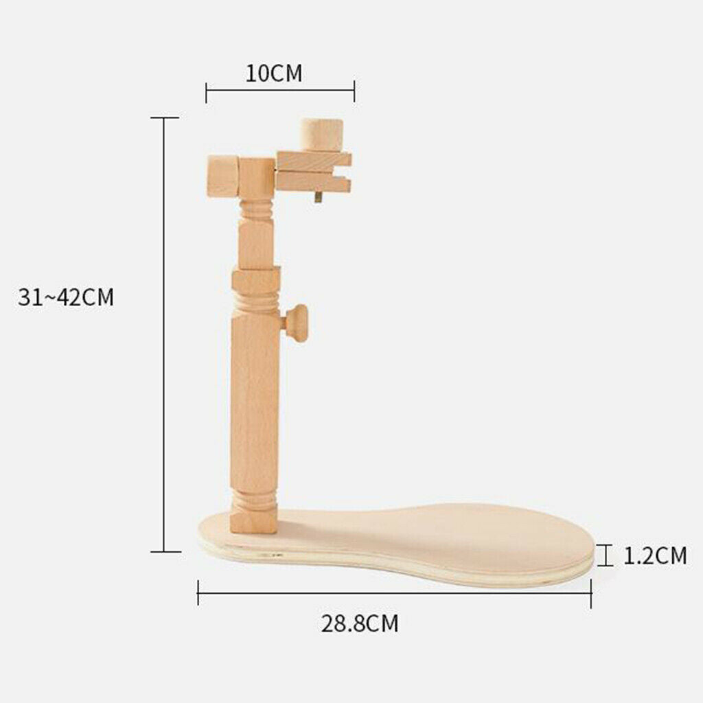 Adjustable Embroidery Hoop Stand Table Top Cross Stitch Holder Wood Frame Rack