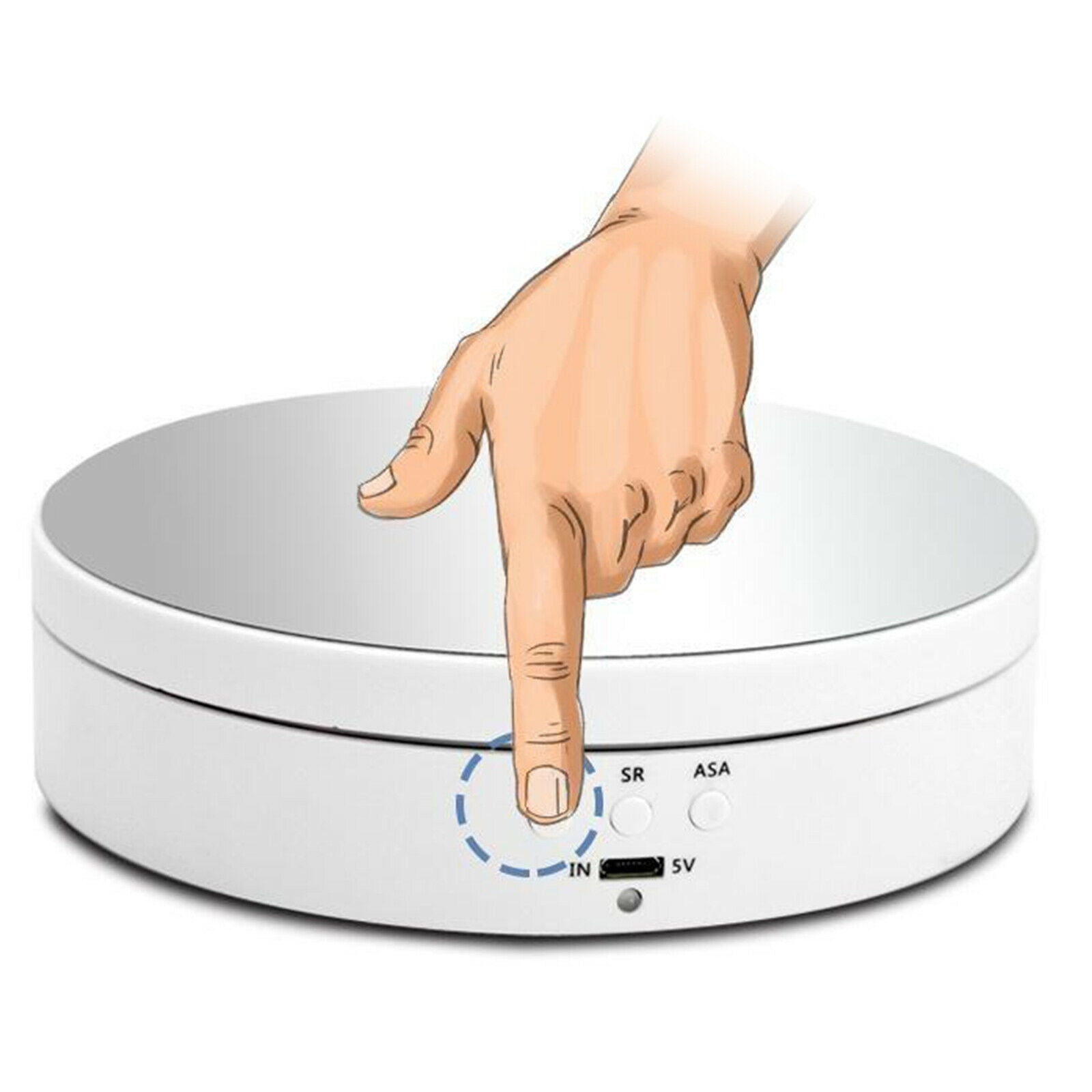360Â° Rotating Display Stand Turntable Mirrored 3  for Cake Jewelry - white