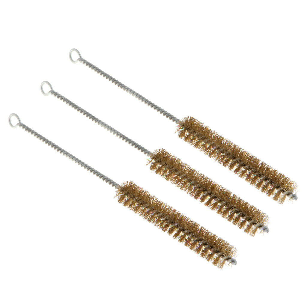 3Pcs 23cm Round Pipe Tube Cylinder Bore Bottle Cleaning Brass Metal Wire Brush