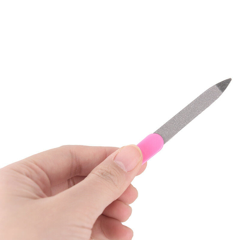 5pcs Plastic Handle Metal Double Sided Nail Files Manicure Pedicure Tool RGJCDD