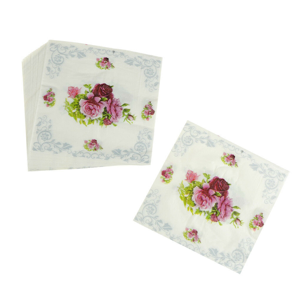 20X flower paper napkin rose party tissue napkins decoupage decoration pa.l8