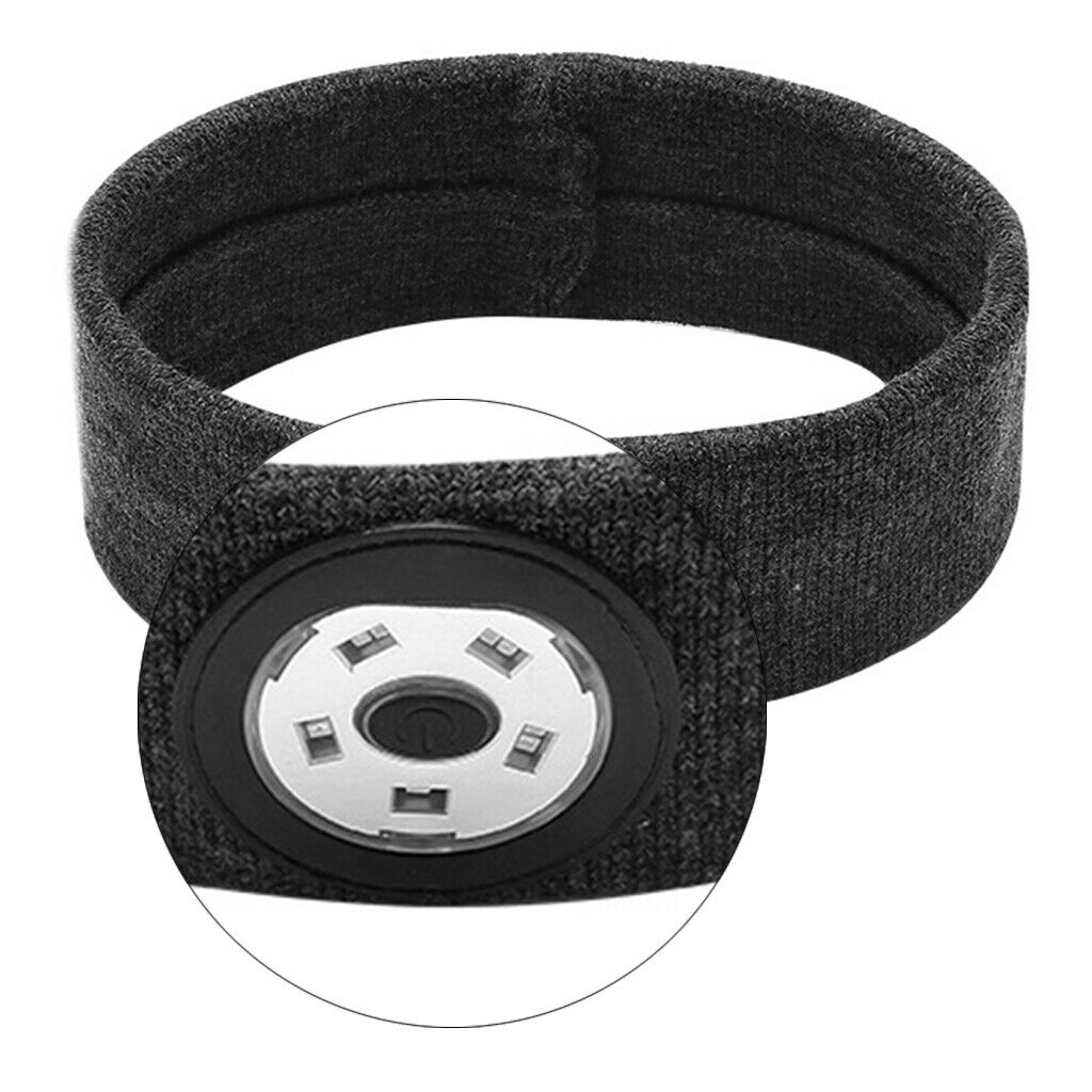 Sport Sweat Sweatband Headband with LED Light Yoga Gym Hairband Deep Gray Unisex