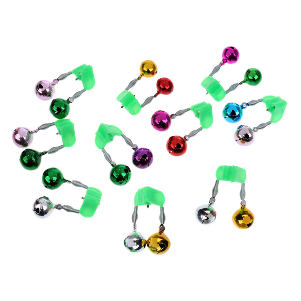 10Pcs Fishing Bite Lures Alarms 2 Bell Rod Tip Alert Rings Fishing Rod Bells