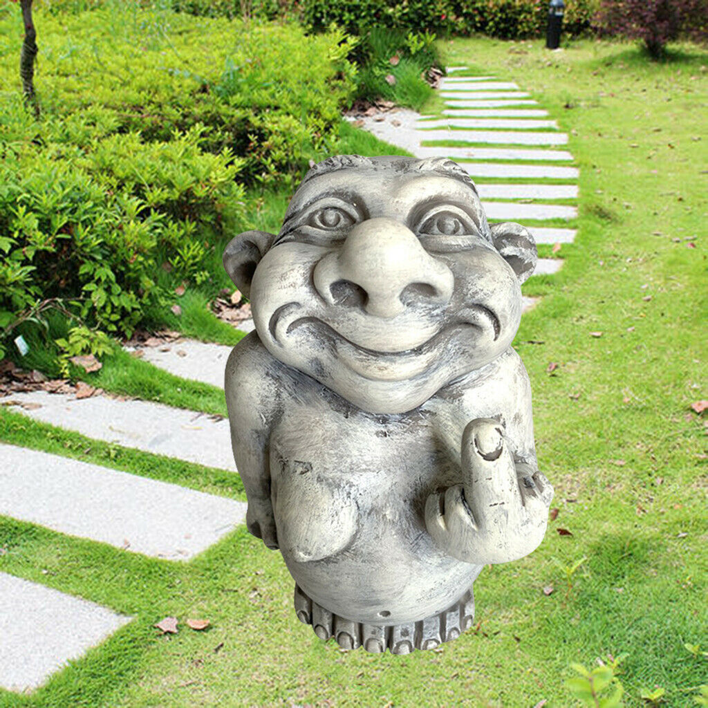Garden Gnome Naughty Dwarf Crafts Sculpture Outdoor Lawn Statue Collectible