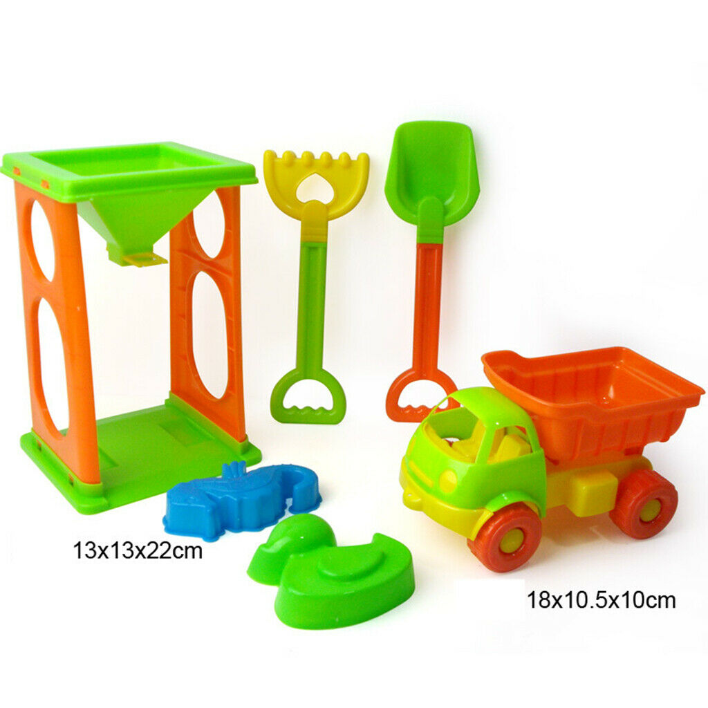 6 Pieces Beach Sand Toys Set - Sandbox Truck, Sand Glass, Shovel and Molds,