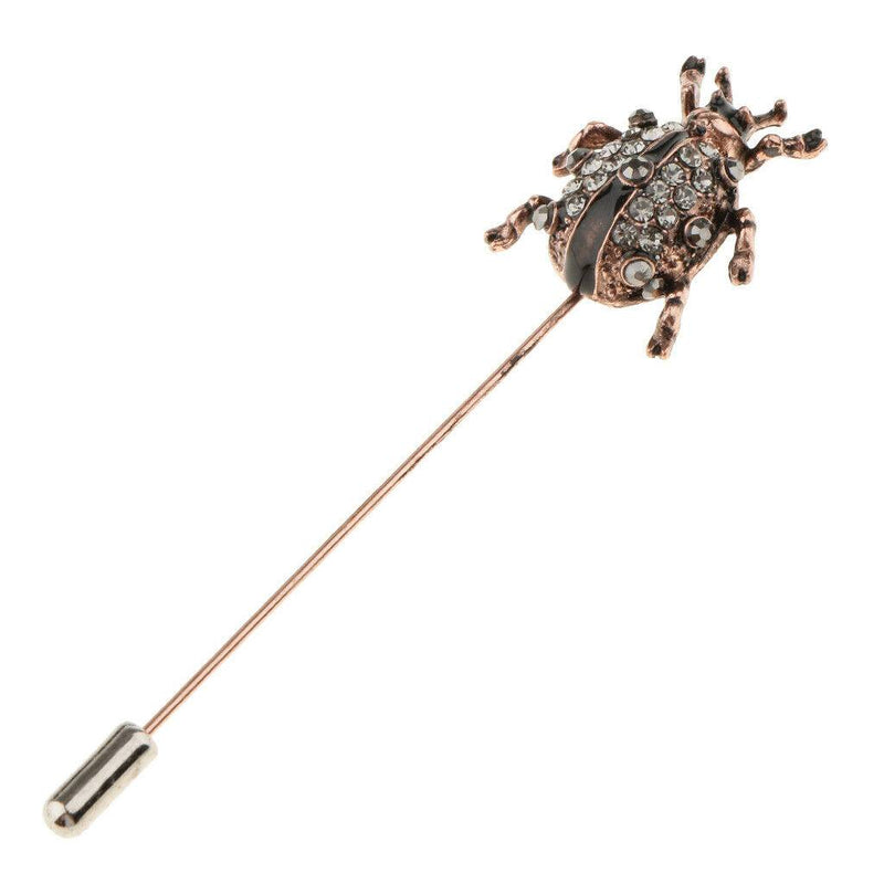 Rhinestone Ladybird Bug Insect Brooch Stick Pin Collar Lapel Jewelry Black