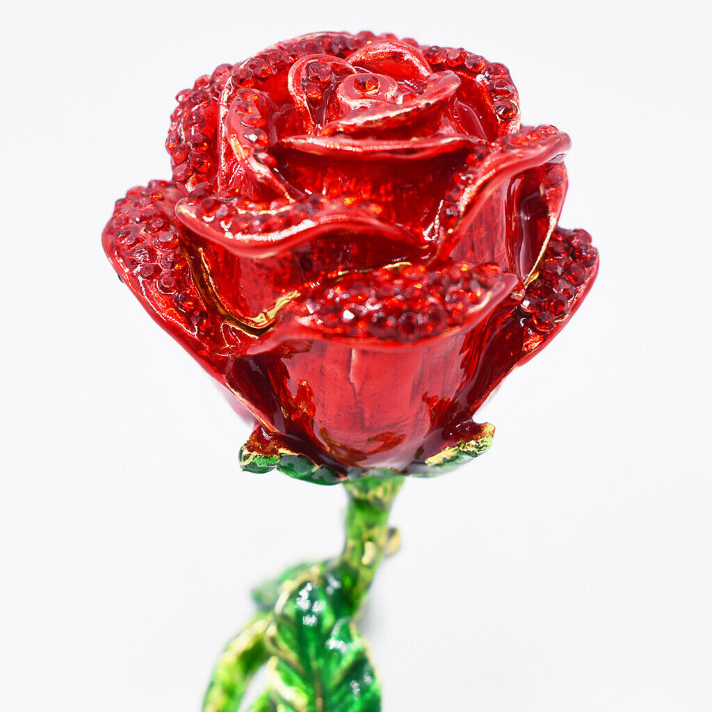 Red Rose Jewelry Box Gifts Display Case Room Arts Decor Xmas Table Ornament