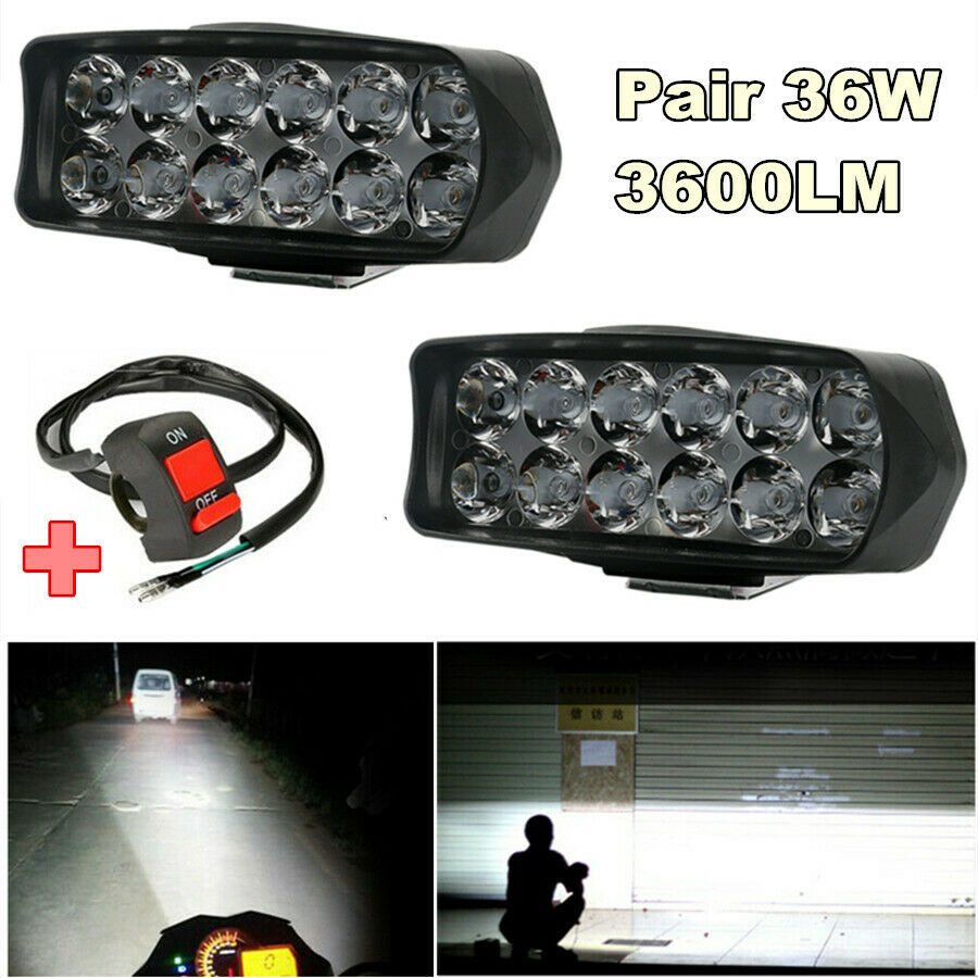 Pair 18W 1800LM Work Light Bar Fog Spotlight DRL Headlight Driving Lamp 12-85v