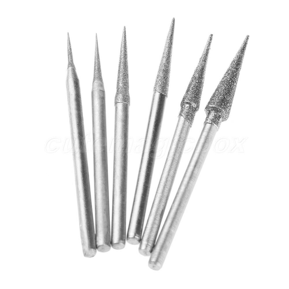30Pc D Type Diamond Coated Rotary Drill Bit Burrs Grinding Polishing Rotary Tool