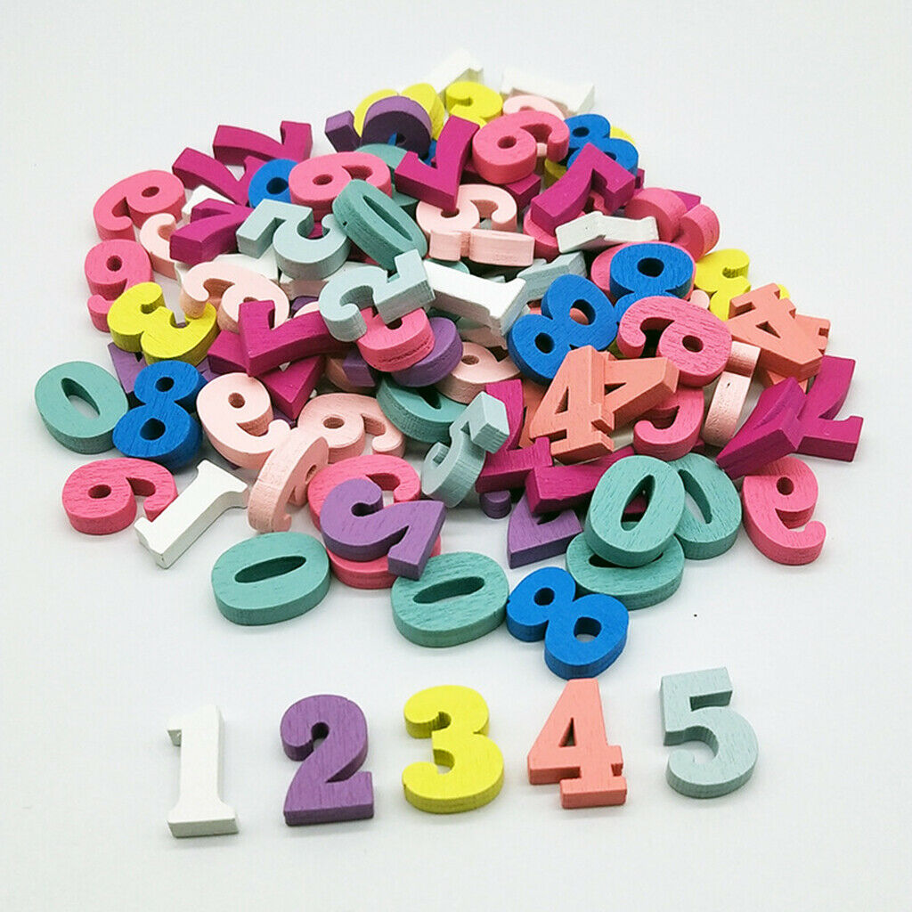 100pcs Wood Embellishments Wooden Numbers Scrapbooking DIY Craft Kids Toys