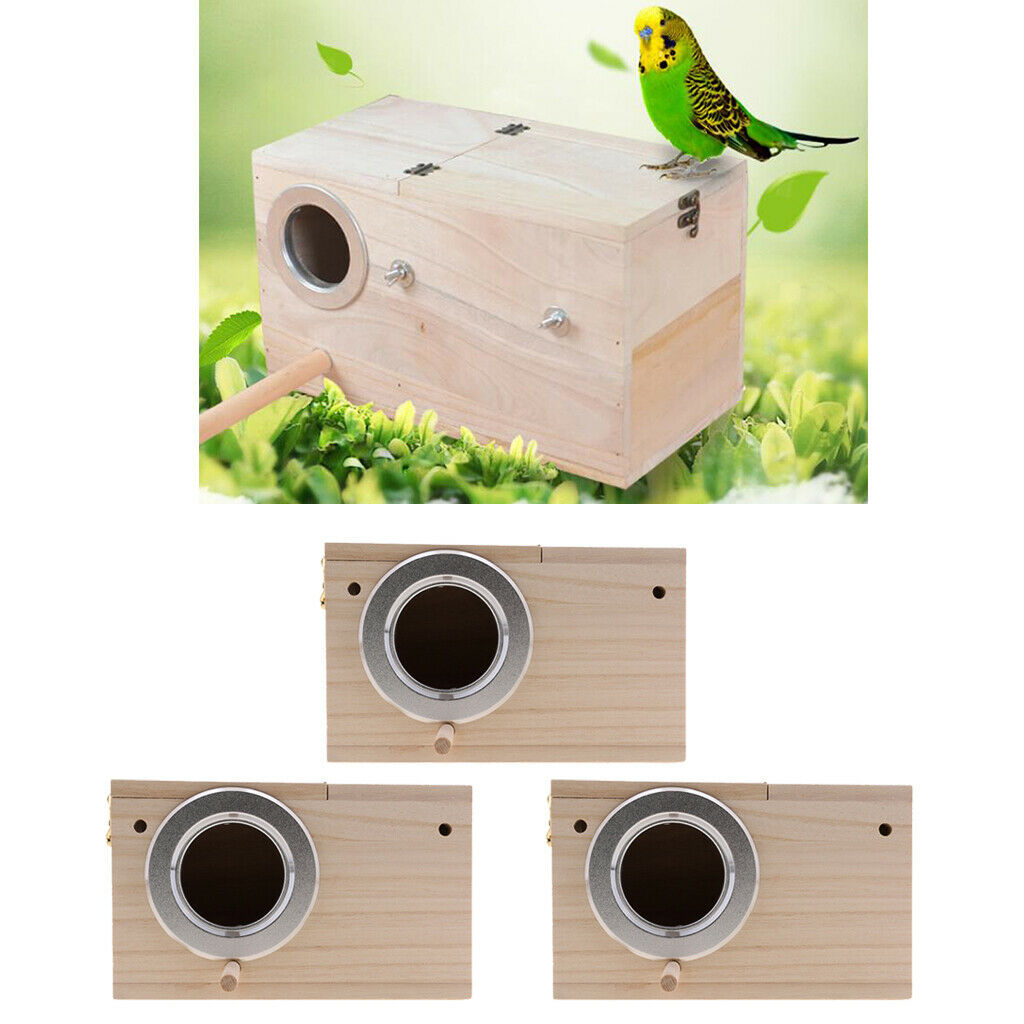 3 Pieces Breeding Wood Nest Box Nesting Roost Bird Canary Finch Budgie