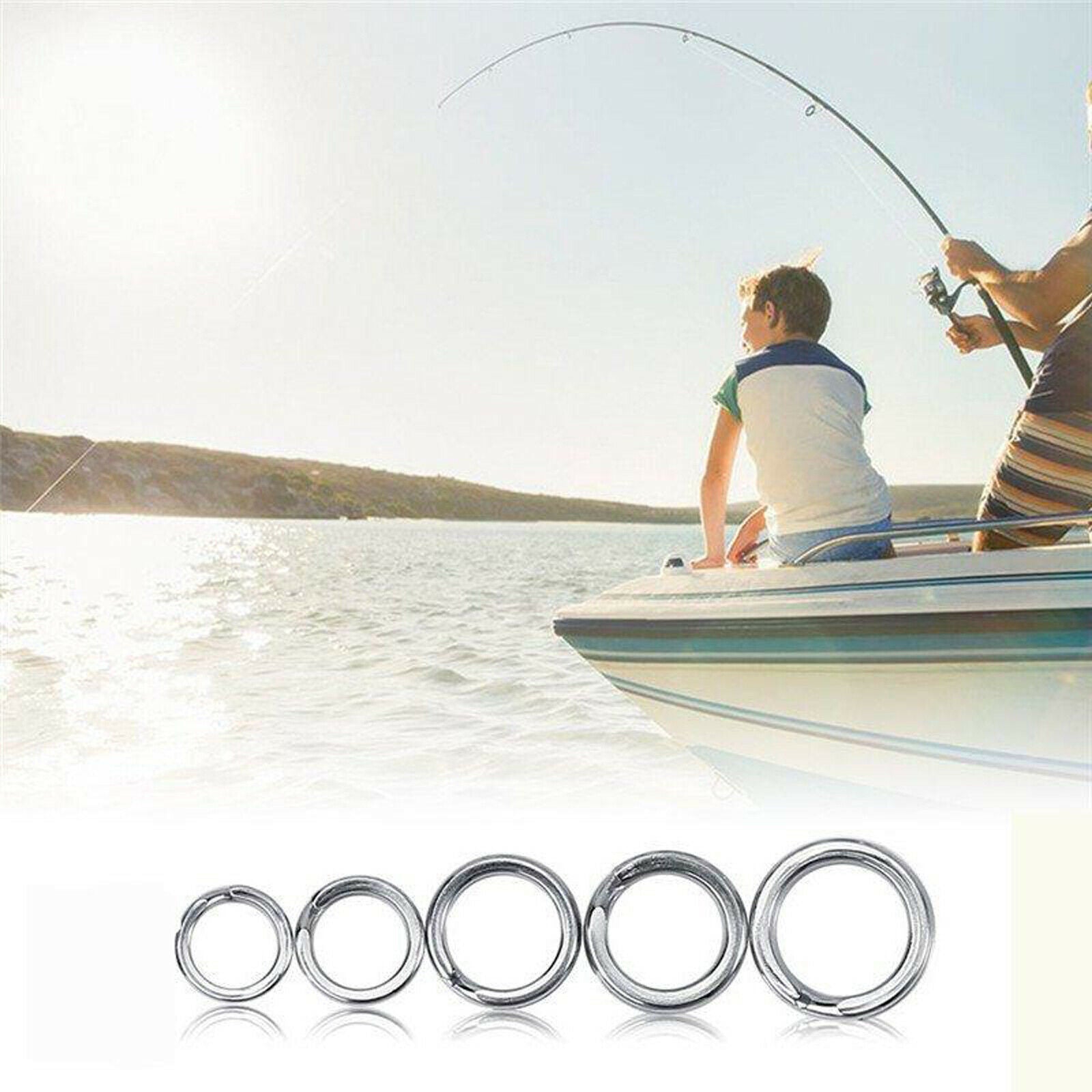 200pcs Fishing Split Rings Stainless Steel Lure Tackle Connector Set 5 Sizes