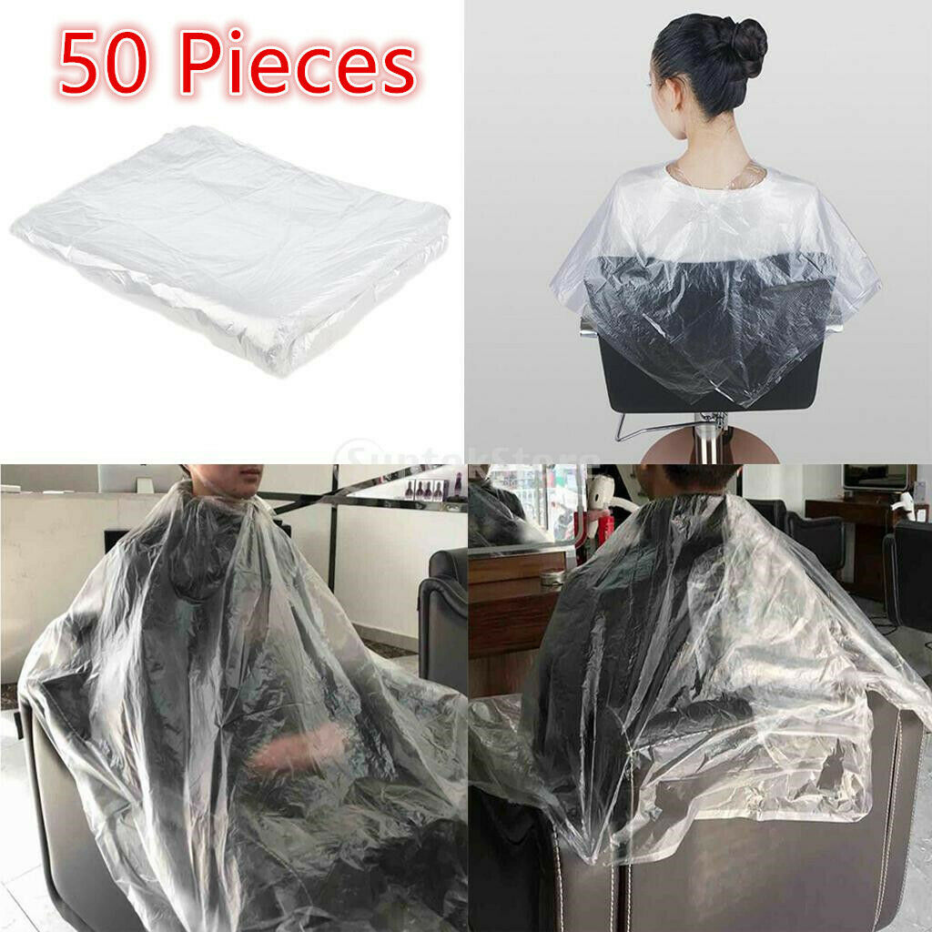 50PC Disposable Hair Cutting Cape Hair Salon Gowns Hairdresser Capes w/ Comb
