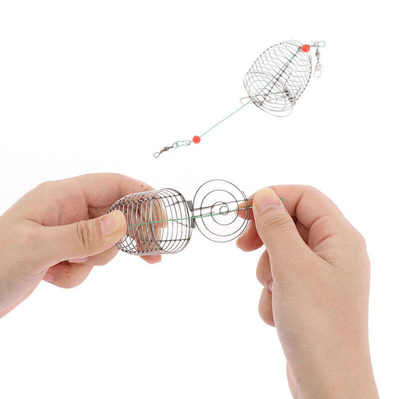 Small Stainless Steel Bait Cage Basket Feeder Holder Fishing Accessories TacBDA