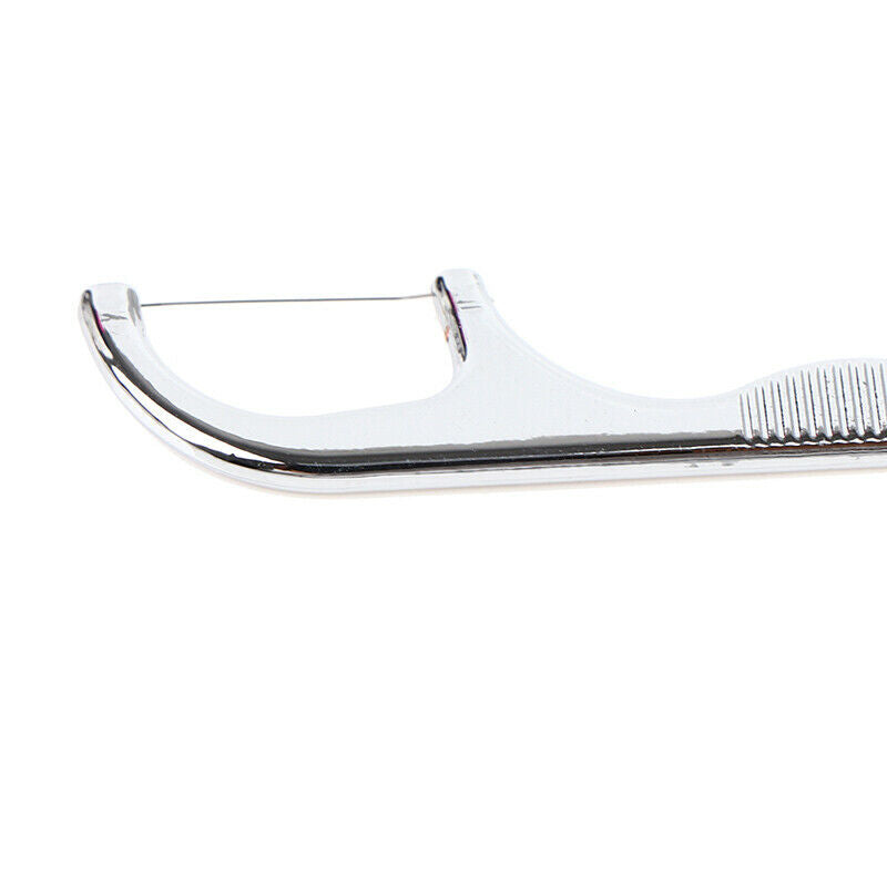Stainless Steel Toothpick Dental Floss Reusable Flossing Holder Teeth Clean XC
