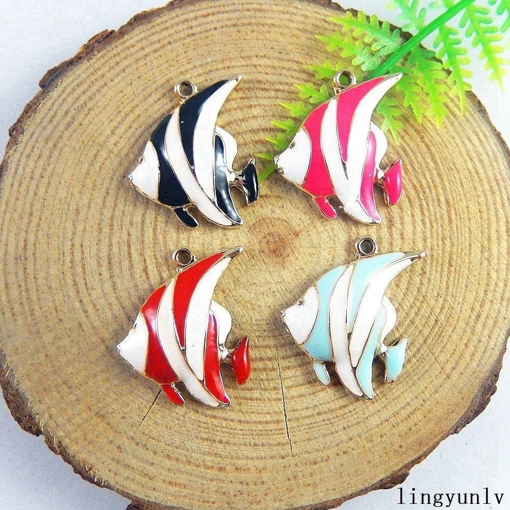 12pcs Colorful Enamel Alloy Tropical Fish Charms Pendant Jewelry Crafts 51195
