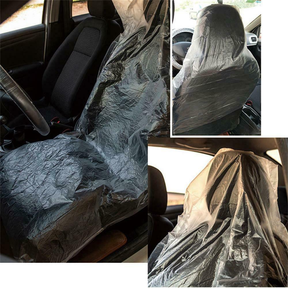 100PCS Disposable Car Soft Seat Cover Plastic Waterproof Repair Protective Cover