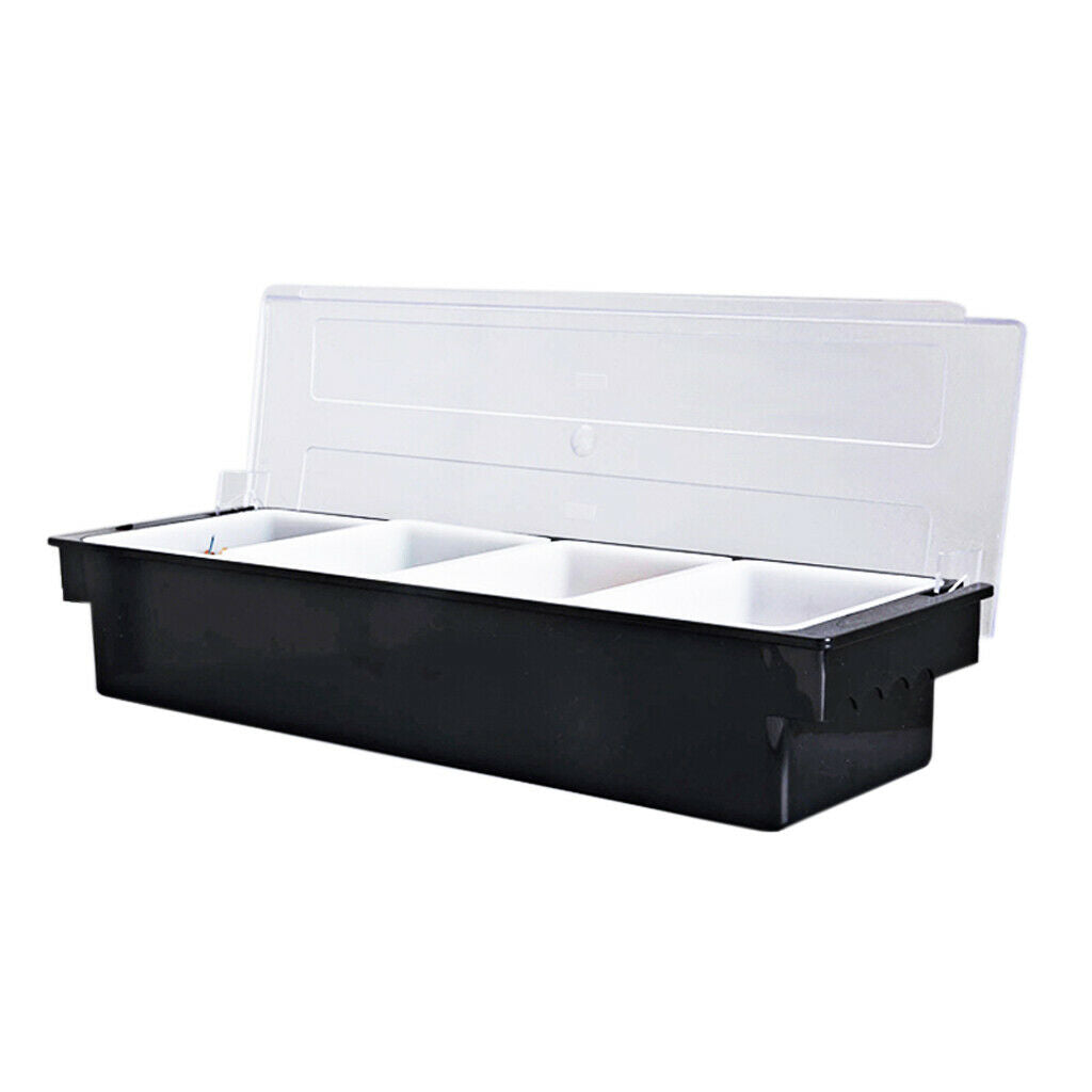 4 Compartments Server Tray Chilled Food Fruit Bar Condiment Dispenser