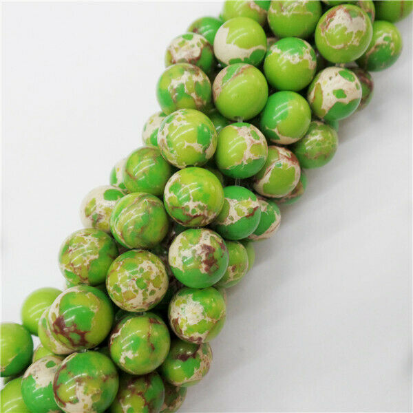 1 Strand 10mm Green Sea Sediment Jasper Round Ball Loose Beads 15.5inch HH9043