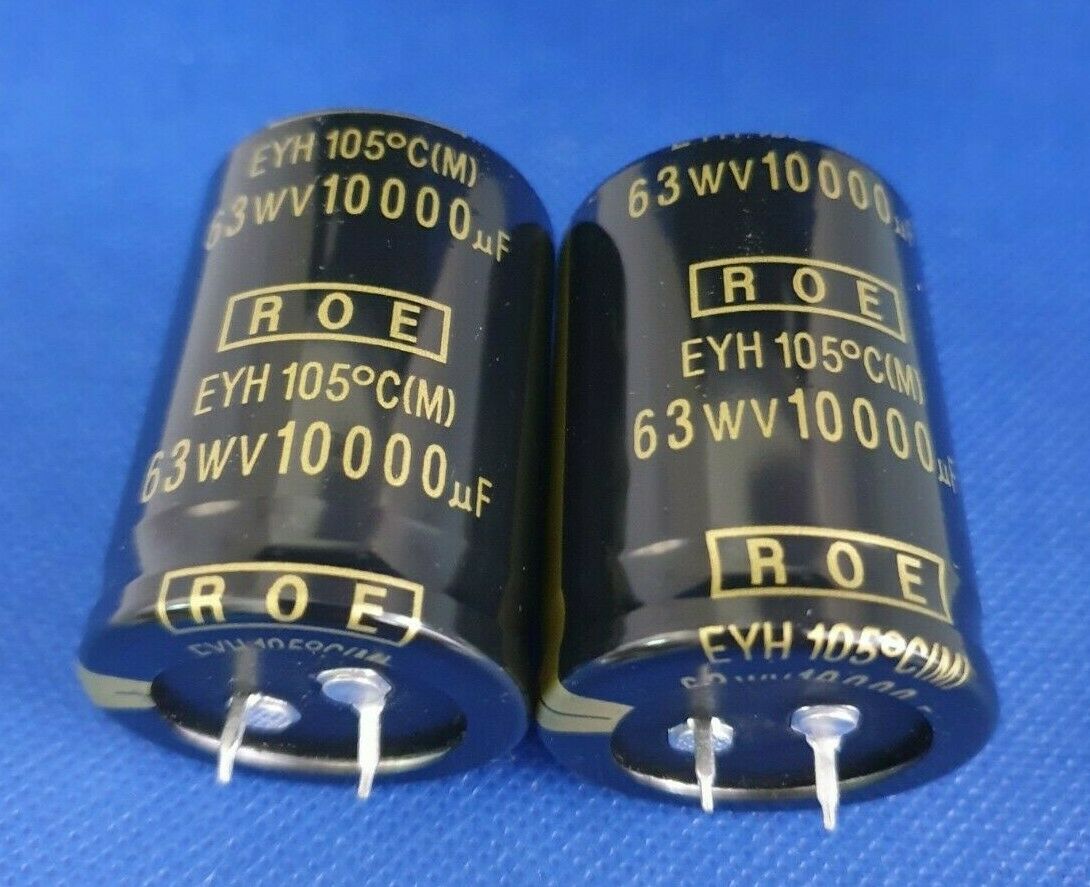 2x NEW ROE EYH 10000uf 63v 105C 35x50mm HI END AUDIO CAPS !