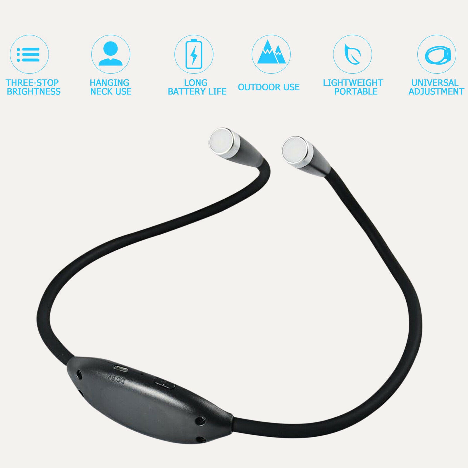 LED Neck Book Reading Light, 3 Brightness Level, Flexible Lamp for Knitting