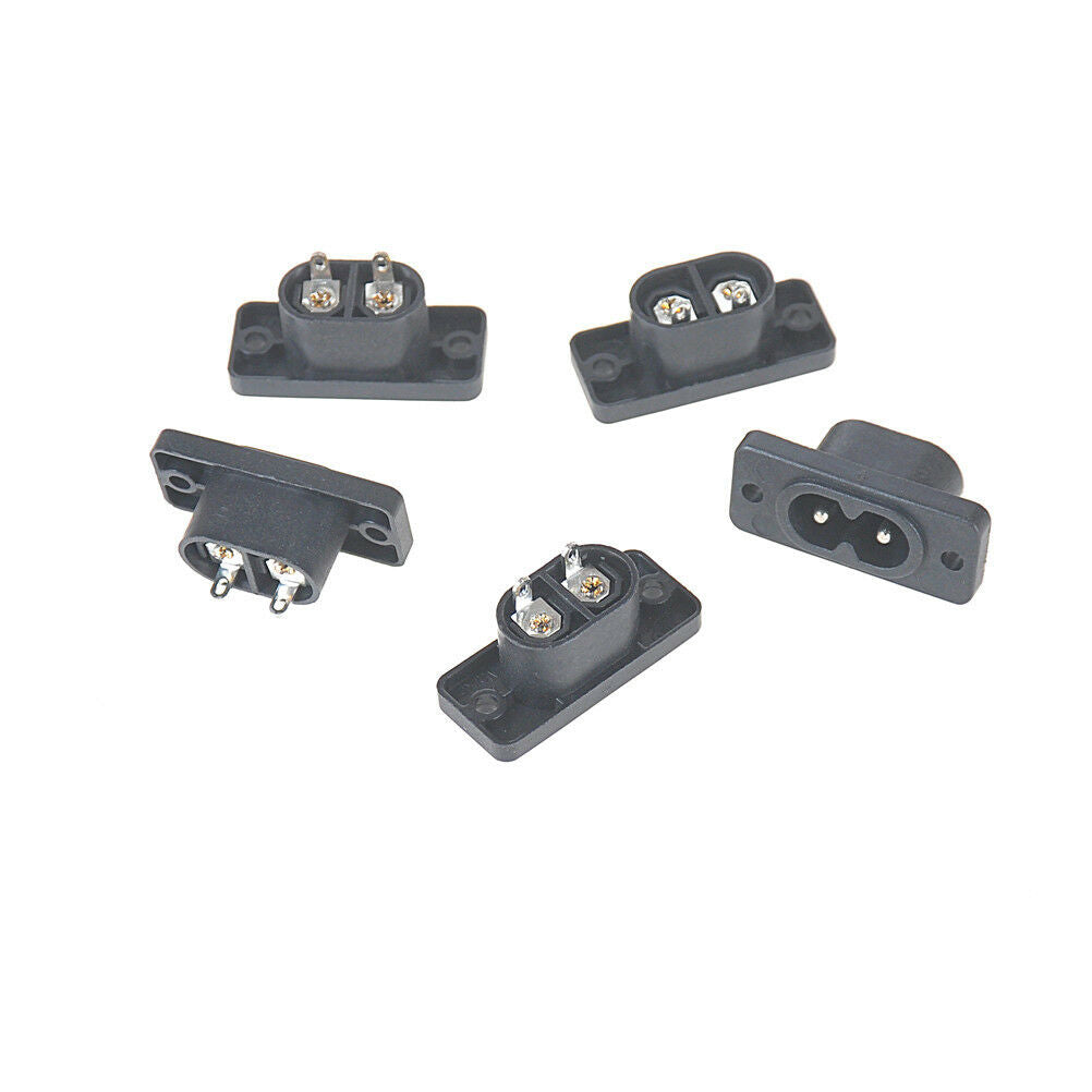 5 Pcs IEC320 C8 2 Terminal Power Plug Inlet Socket AC 250V 2.5A Black.f WF