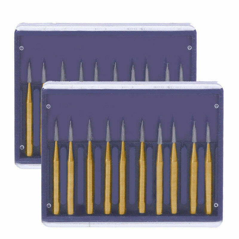 10 Kits Dental Handpiece High Speed Burs Tungsten Carbide FG 7901 Golden