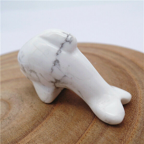 50x28x15mm Natural White Howlite Carved Dolphin Statue Healing Decoration HH8130