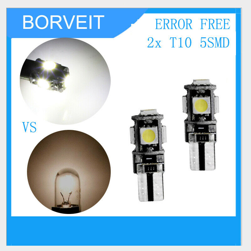 2X 5SMD T10 LED License Plate Light Car Interior Bulbs White 168 5050 194 W5W