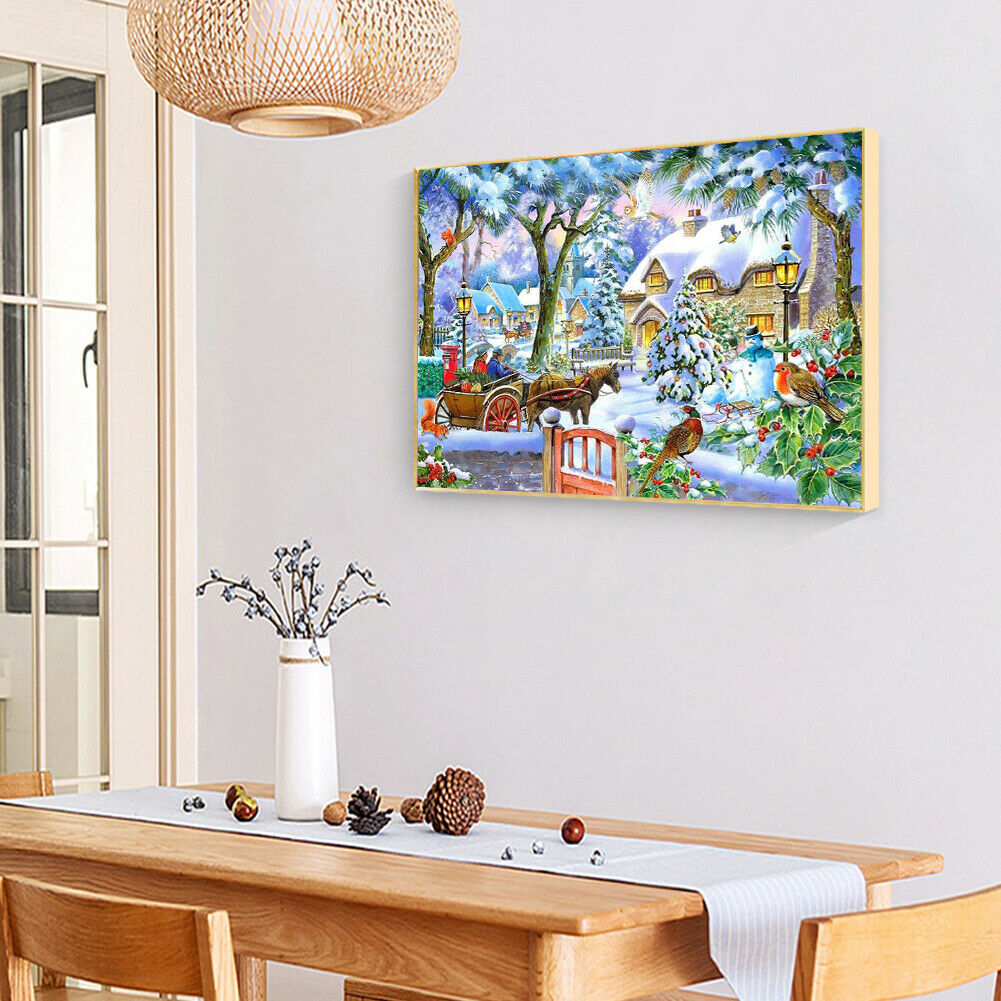 Winter View 5D DIY Full Square Diamond Painting Rhinestones Mosaic 50x40cm @