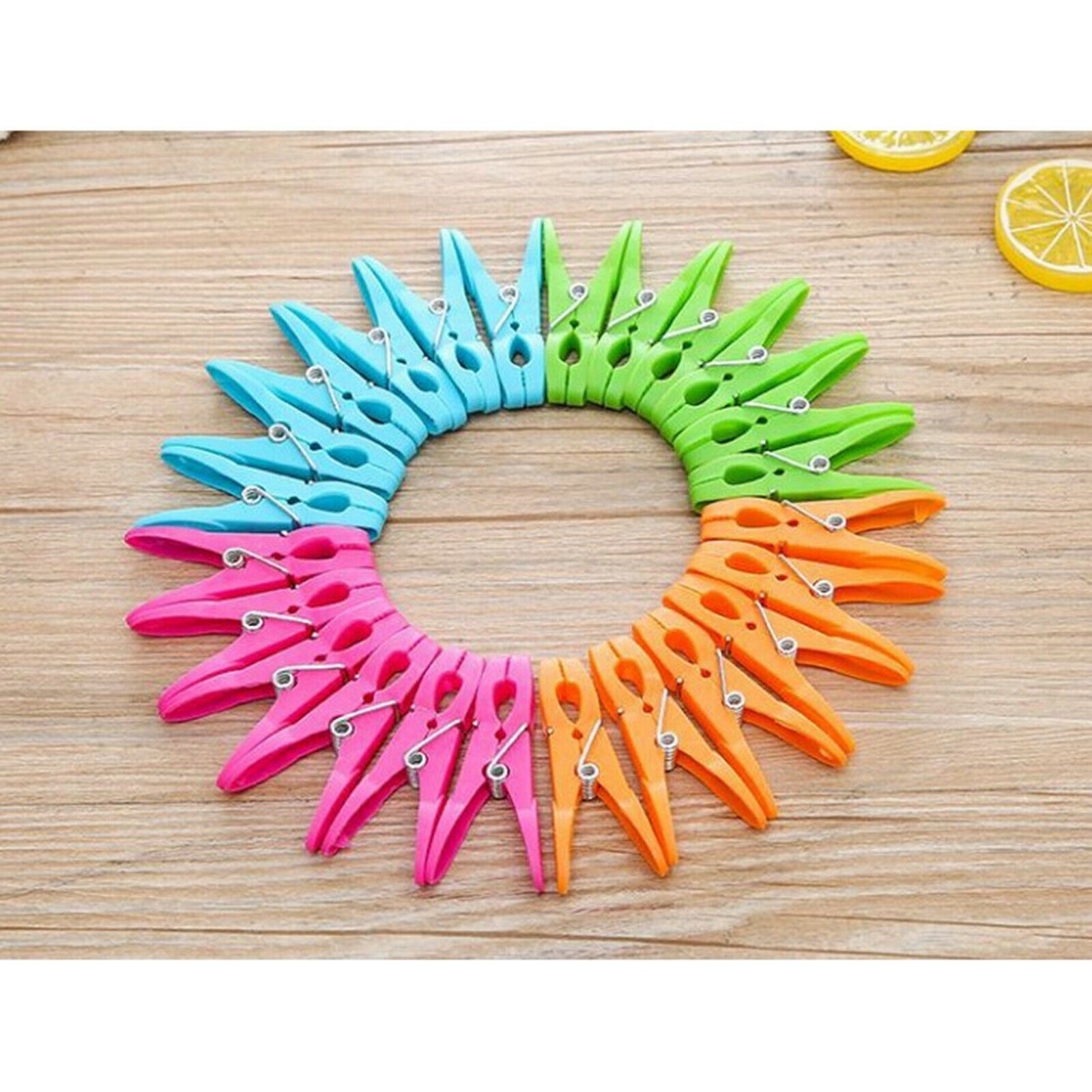 24Pack Colorful Clothes Pins with Spring Windproof Home Clothes Supplies