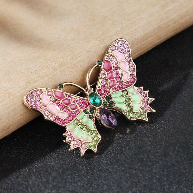 Colorful Enamel Cute Retro Butterfly Rhinestone Crystal Brooch Pin Jewelr.l8