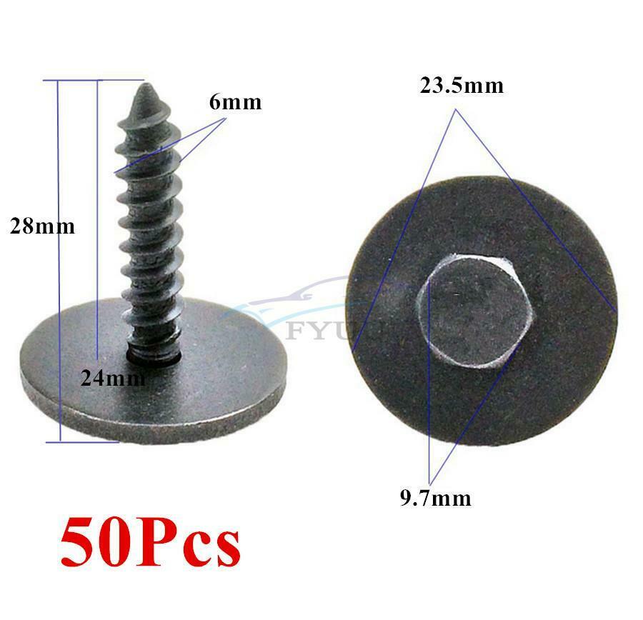 50PCS Metal Car Screw Body Fender Bumper Fixing Clip 9.7MM Hexagon (6-28mm)