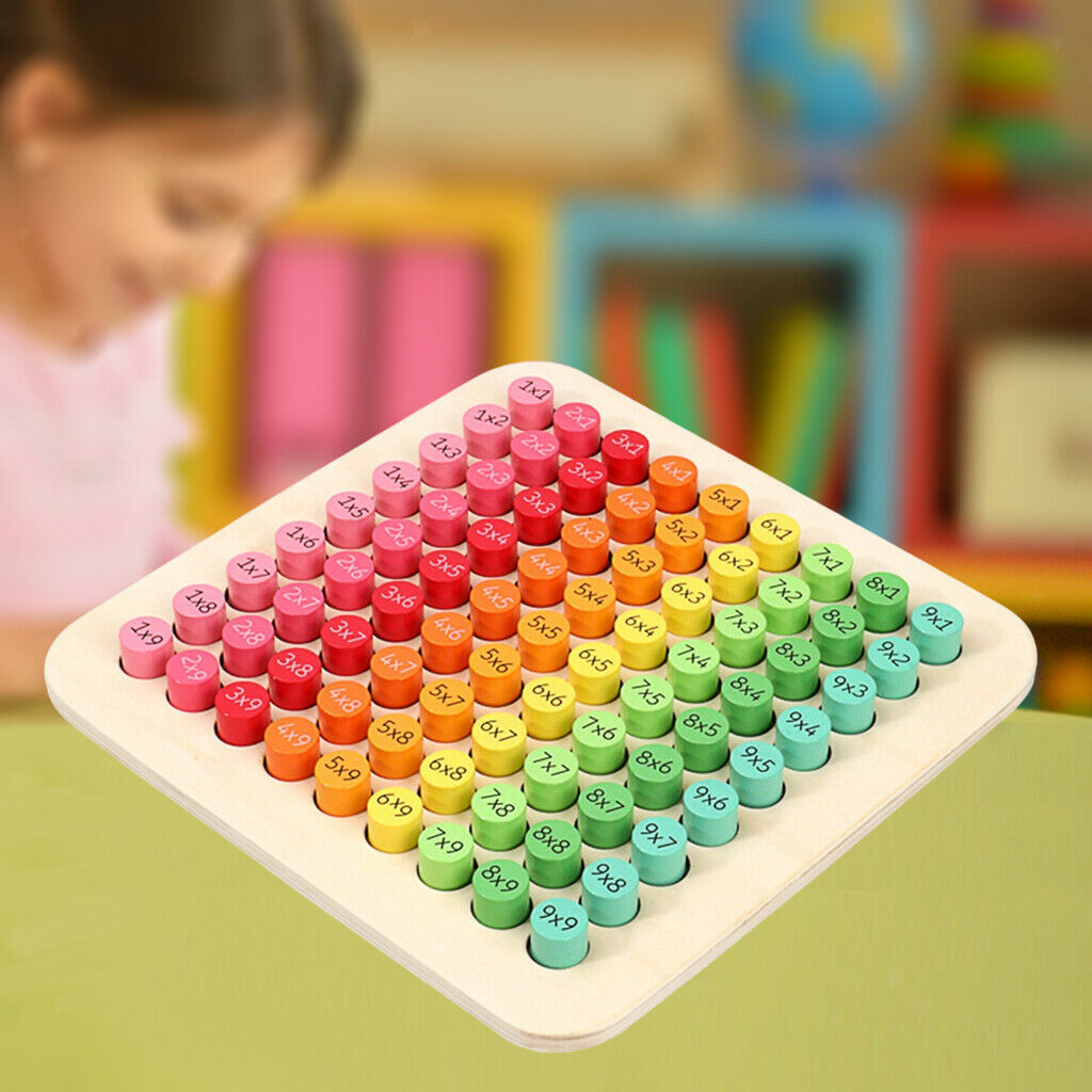 Wooden Math Multiplication Table Board Montessori Keyboard Education Toys