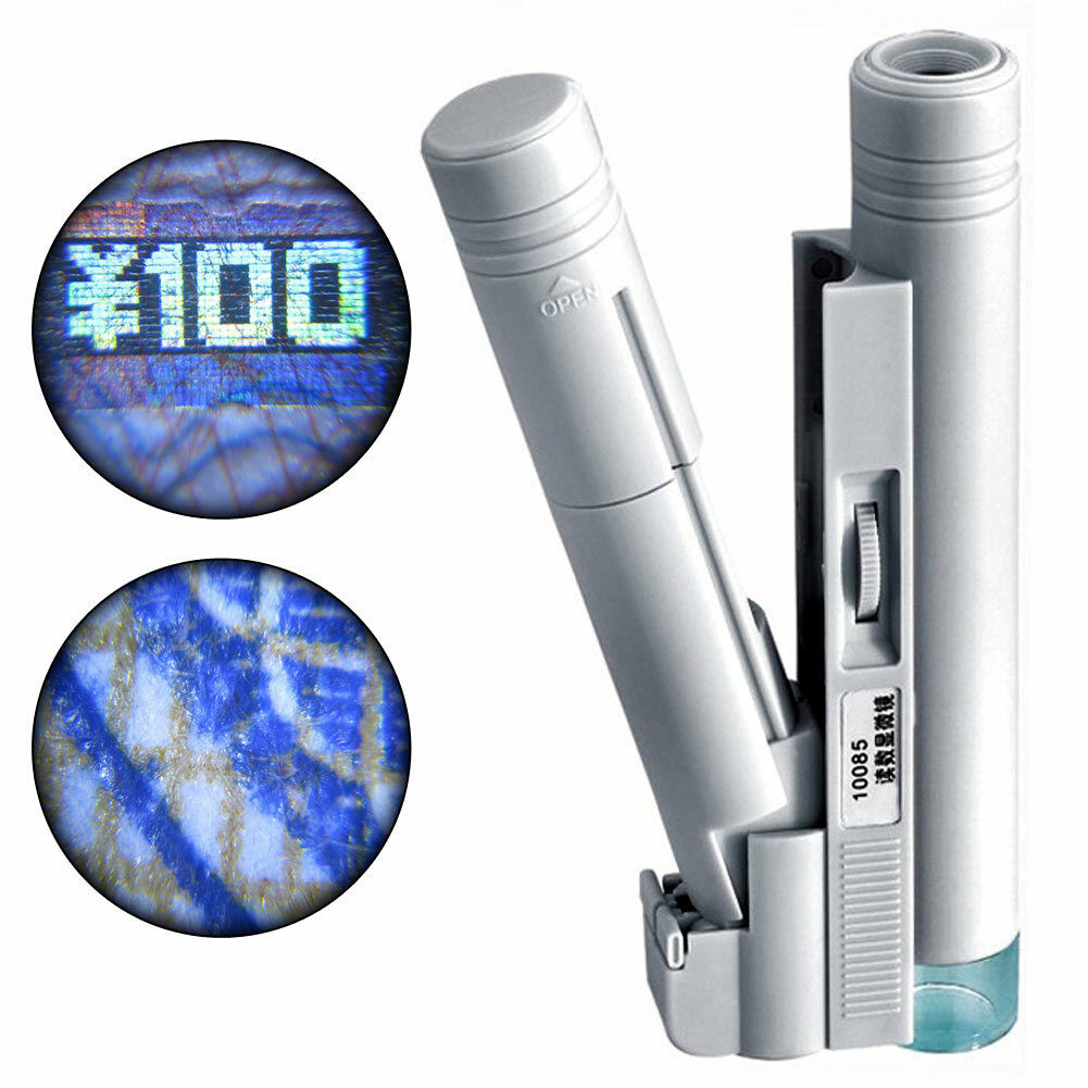 100X Zoom Handheld Portable Dual Tube Led Light Microscope Magnifier Loupe
