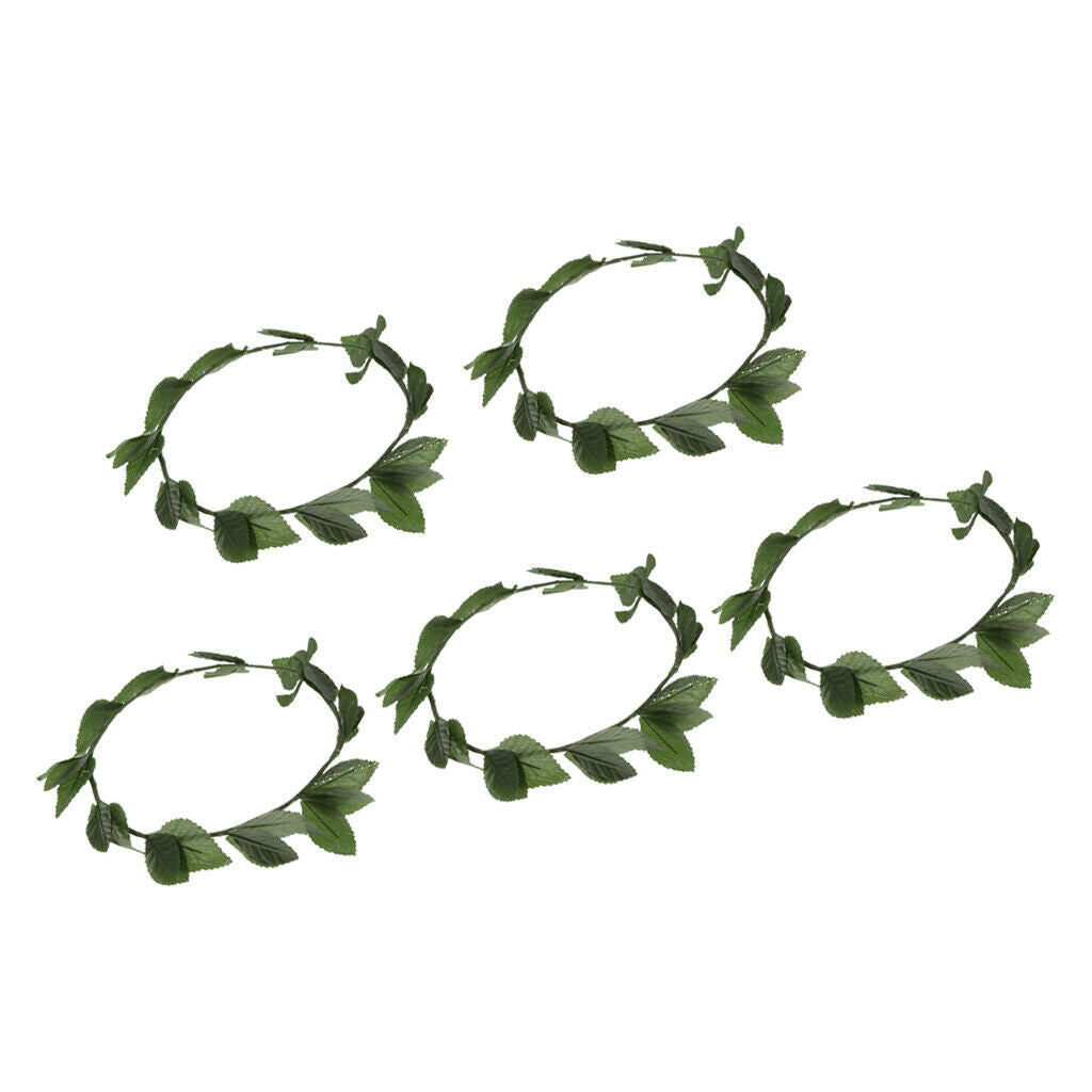 5pack Roman Greek Green Leaves Wreath Headpiece Hairband Toga Dress Up Party