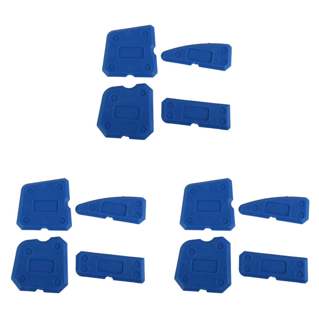 12Pcs Plastic Sealant Tool Kit Caulk Remover Grouting Finishing Smoothing Blue